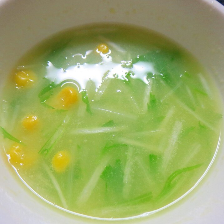 水菜のコーンスープ